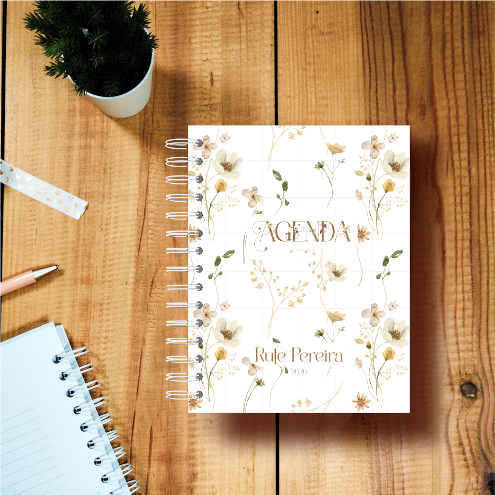 Agenda Diária - Floral Branco