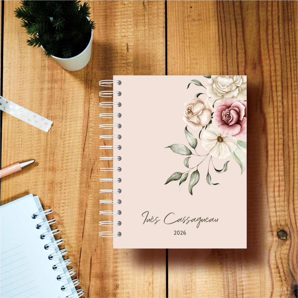 Agenda Semanal - Flores Rosa