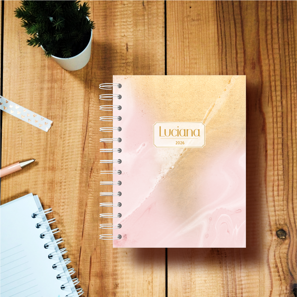 Agenda Diária - Tons Rosa e Amarelo