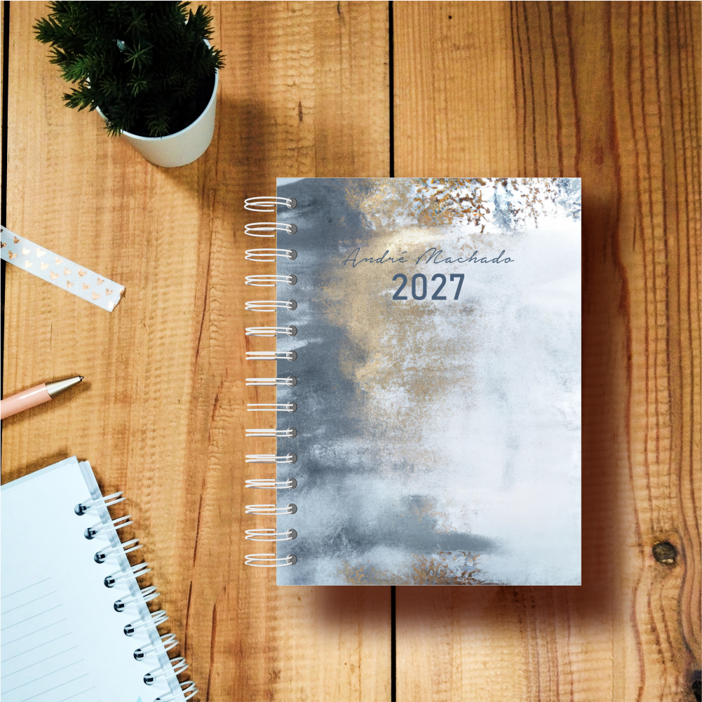 agenda masculina 2027 abstrato azuis