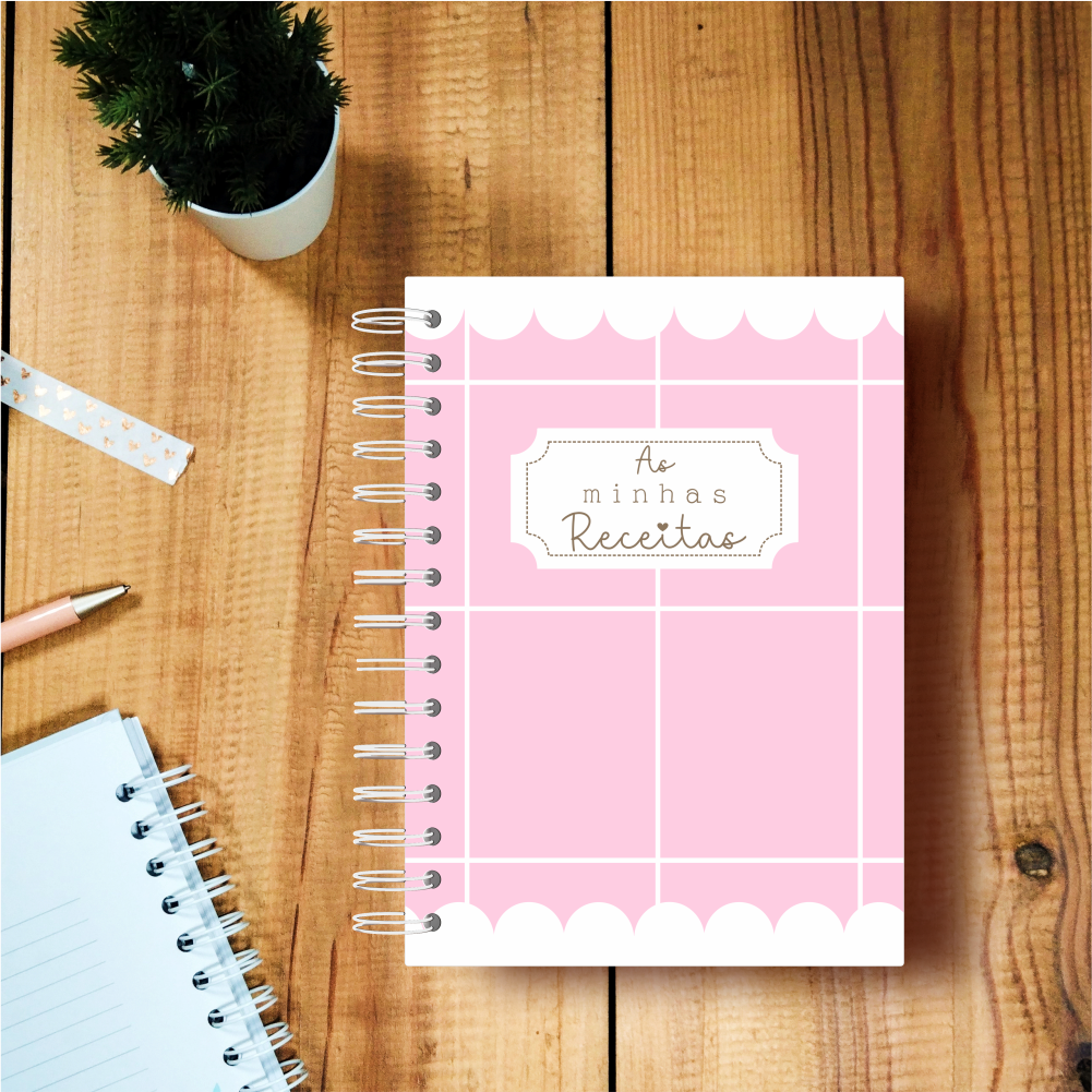 caderno de receitas rosa