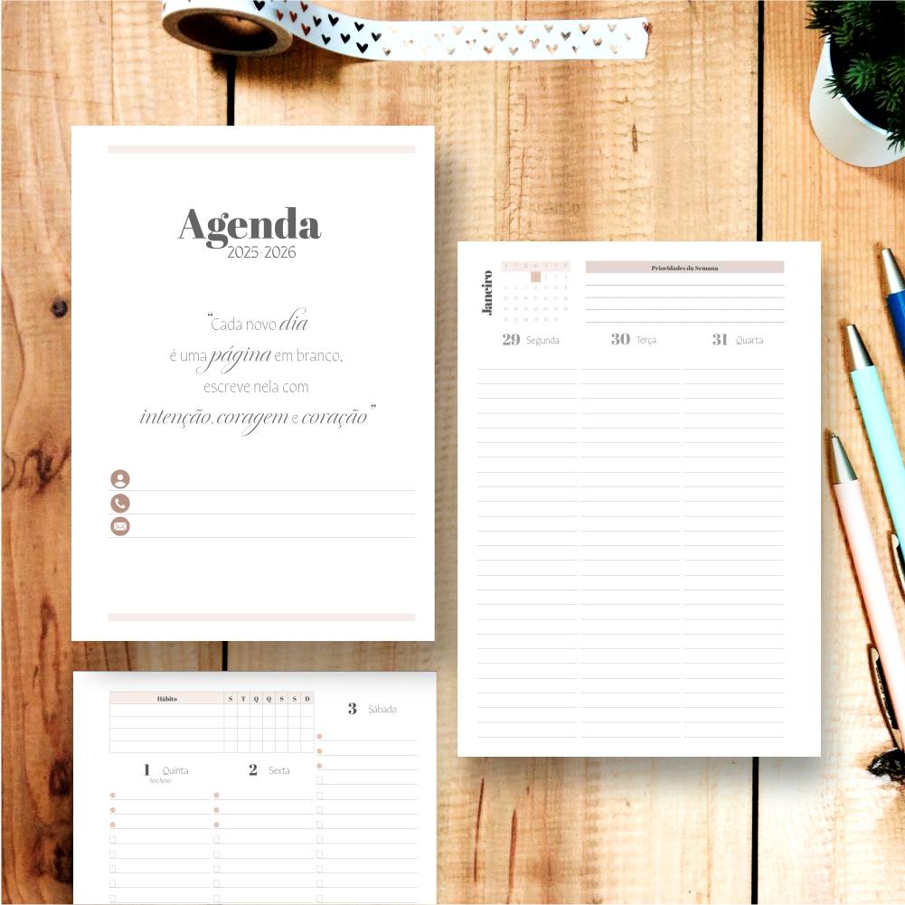 Miolo de Agenda Semanal Sem Furo