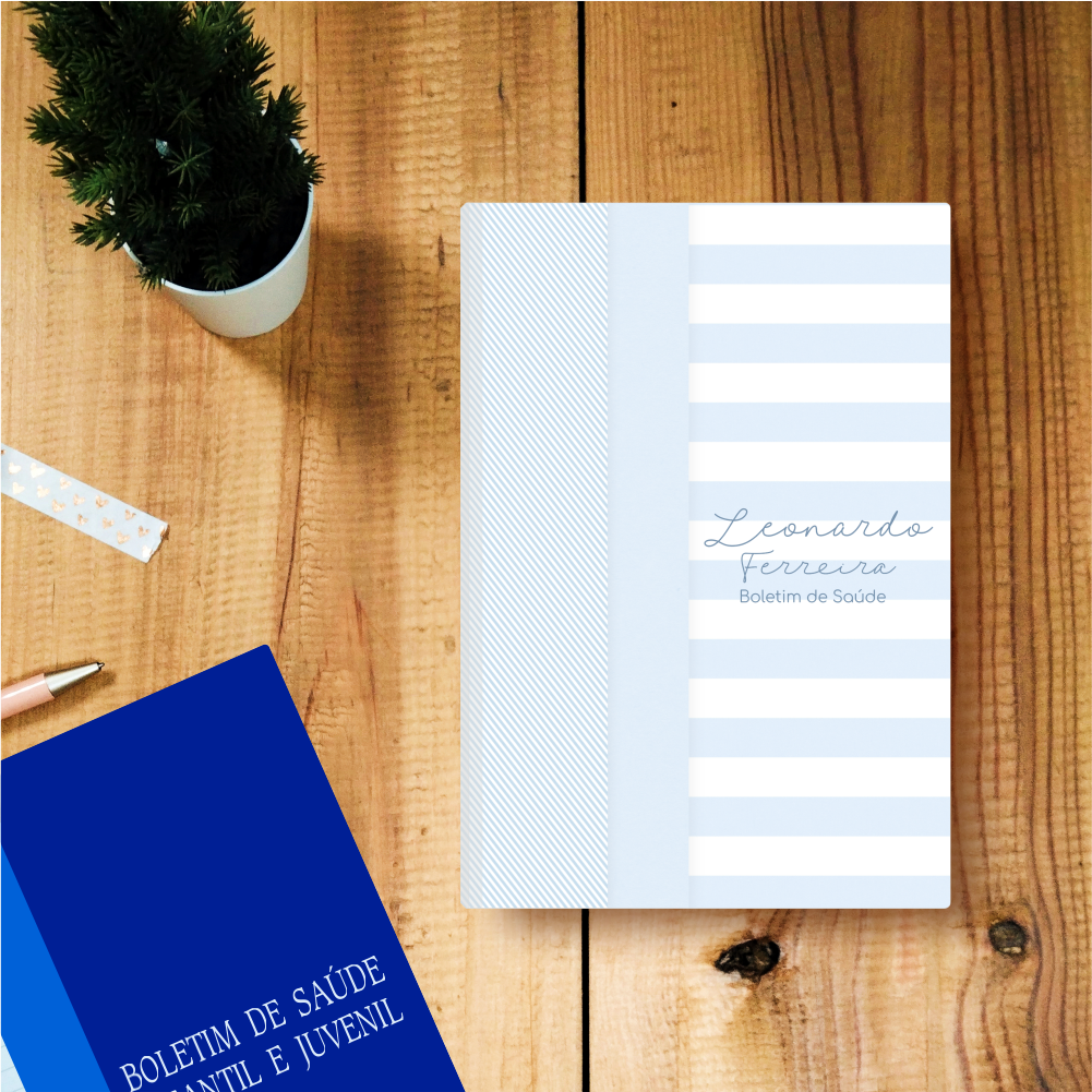 Capa de Proteção para Boletim de Saúde - Minimalista Azul