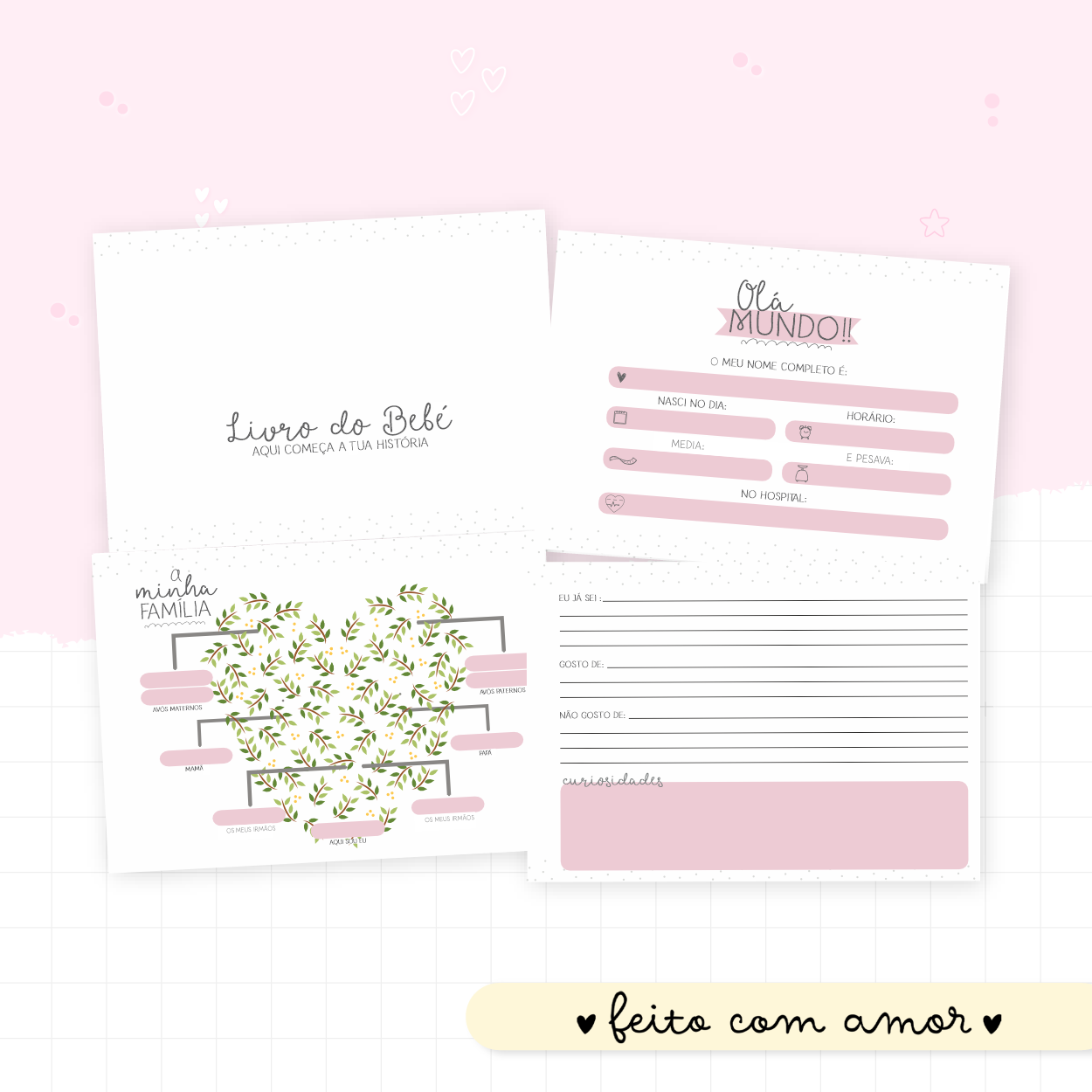 Livro do Bebé Personalizável - Minimalista Rosa - Image 2