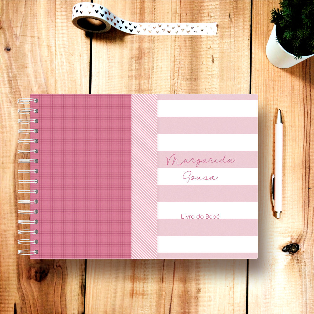 Livro do Bebé Personalizável - Minimalista Rosa
