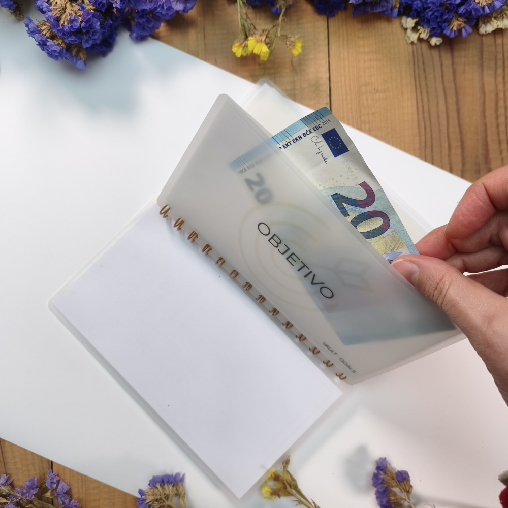 Conjunto de envelopes translúcidos para organização financeira em dinheiro