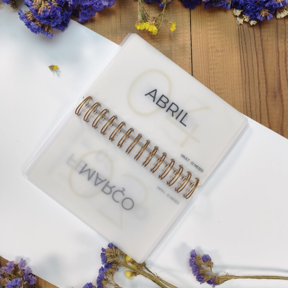 VAULT 12 Meses aberto com envelopes mensais para poupança anual em cash stuffing