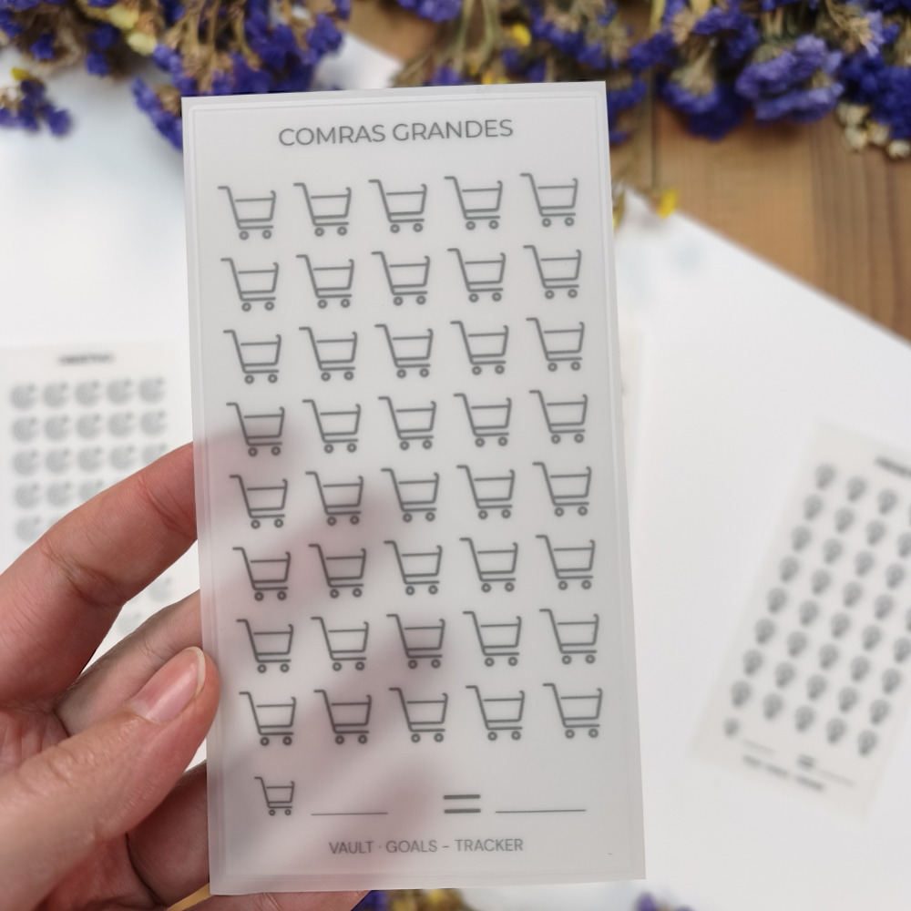 Tracker com símbolo minimalista para objetivo financeiro VAULT