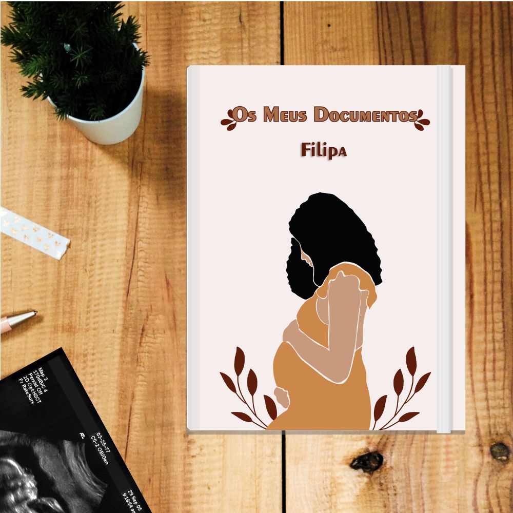 Capa documentos gravidez ilustração maternidade personalizada A4