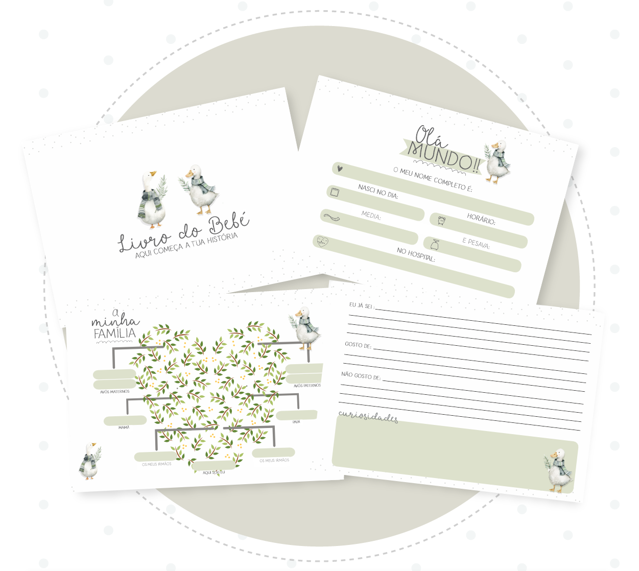 Interior livro do bebé patos