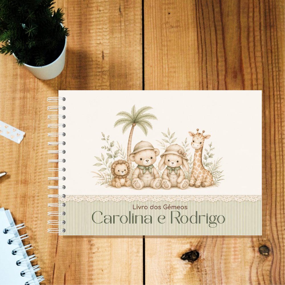 Livro do Bebé Gémeos - Safari Menino e Menina