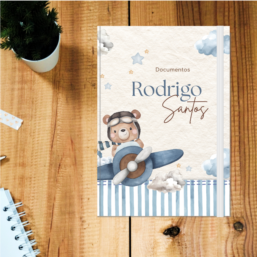 Capa Documentos Ursinho Avião